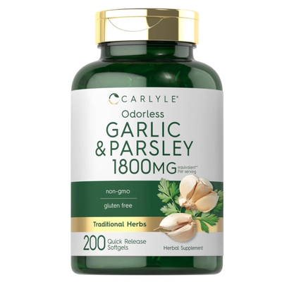 美国Carlyle无味大蒜和欧芹提取 1800毫克200粒软胶囊免疫力提升