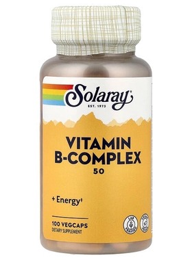 美国Solaray B-Complex 50 天然复合维生素 B 素食胶囊100 粒