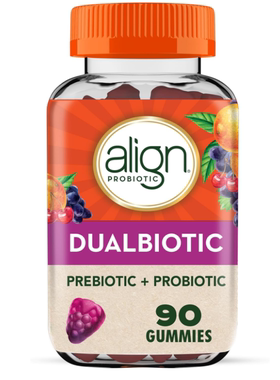 美国Align DualBiotic益生元+益生菌滋养有益细菌水果味90粒软糖
