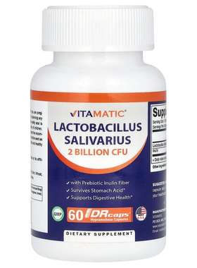 美国Vitamatic唾液乳杆菌益生元益生菌 20亿 CFU 60 DRCaps
