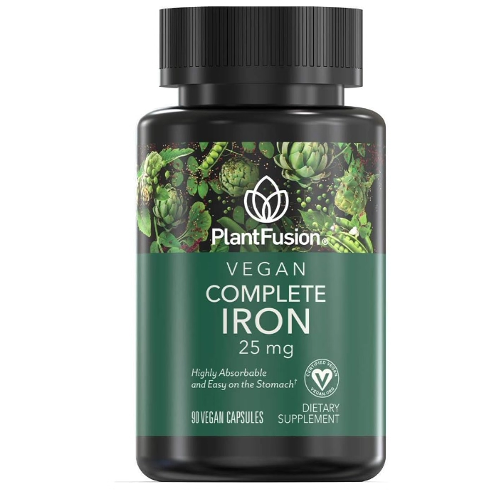 美国PlantFusion铁补充剂 男女植物性铁补充剂 25毫克叶酸和 B12