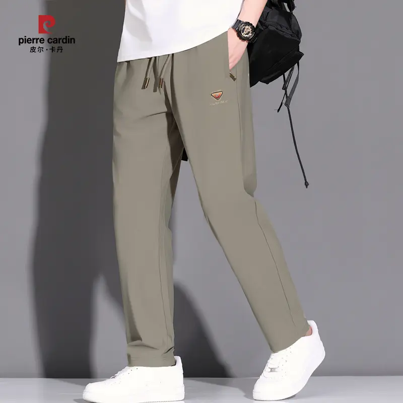 皮尔卡丹夏季男士冰丝直筒休闲裤