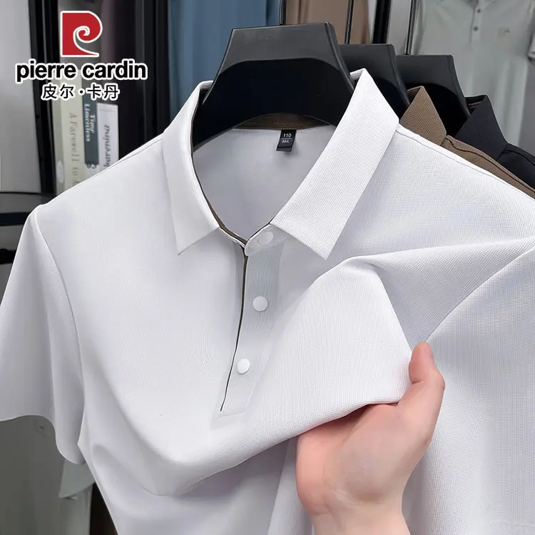 皮尔卡丹夏季新款冰丝短袖polo衫