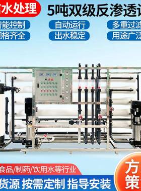 工业纯水机5吨双级纯水处理系统 工业用大流量反渗透水处理设备