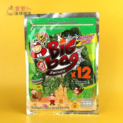 泰国小零食老板仔海苔香脆海苔卷紫菜卷即食12大张Tao Kae Noi
