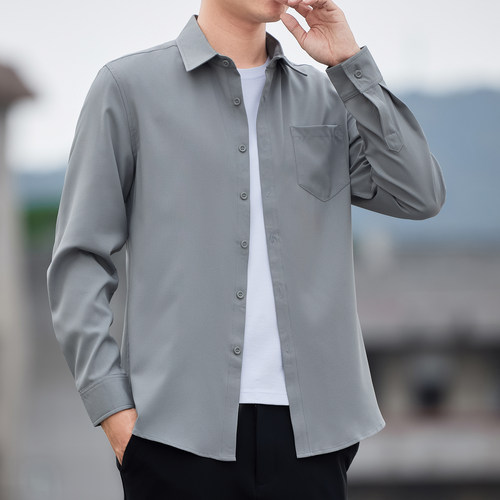 薄款夏季休闲抗皱凉感衬衫外套男