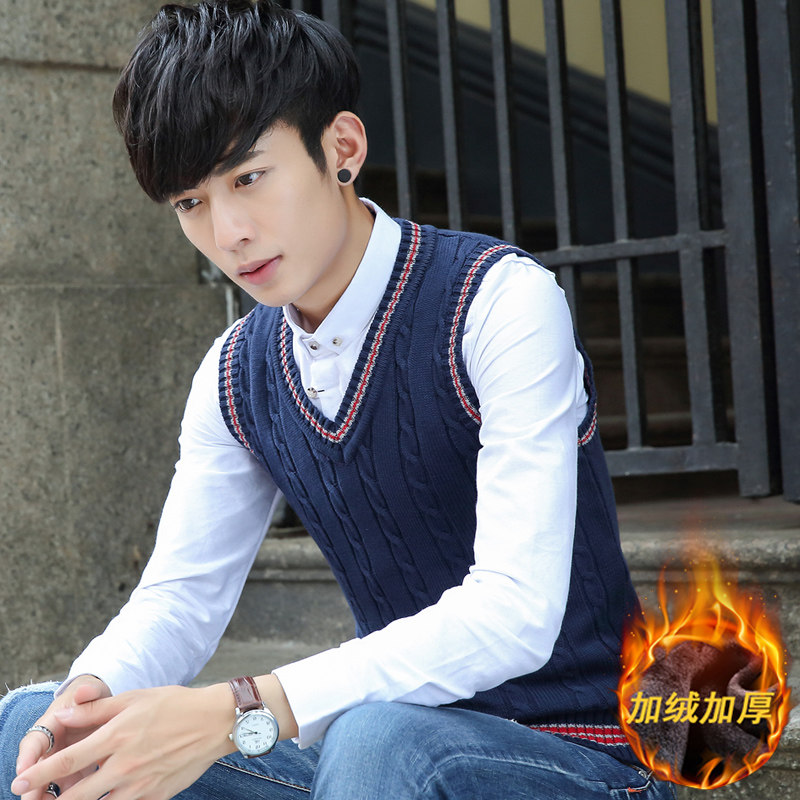 秋冬装毛衣马甲男内搭无袖打底针织衫厚外穿百搭毛线衣加绒背心潮,男装,背心,淘宝优惠券,粉丝福利购,淘宝优惠卷