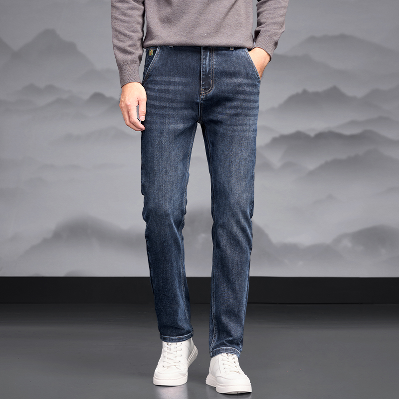 秋冬款修身直筒弹力显高牛仔裤男