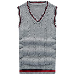 男士秋季新款毛衣马甲加绒加厚针织衫背心学生情侣装保暖毛衫线衣