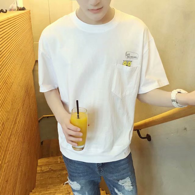 券后9.90元夏季男士短袖T恤韩版宽松男生白色港风半袖夏装潮牌衣服男装2018