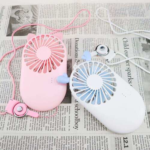 pocket fan ultra-thin mini cute with lanyard handheld