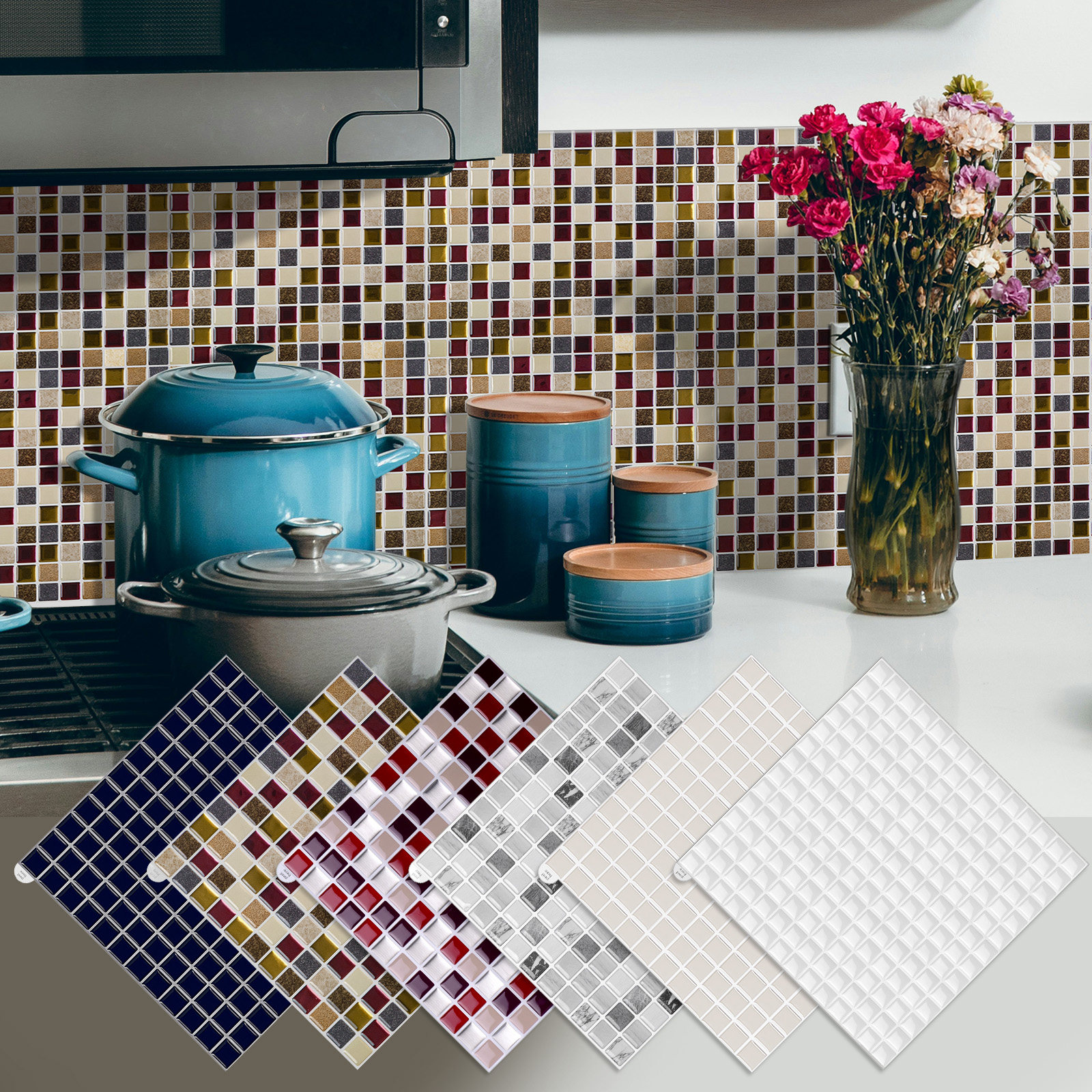 厨房贴纸防水防潮防油自粘墙纸3d立体墙贴浴室瓷砖贴纸墙面装饰,家居饰品,软装墙贴,淘宝优惠券,粉丝福利购,淘宝优惠卷