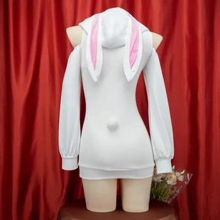 C2057毛绒套头性感包臀裙兔女郎家居服卫衣睡衣日常连帽女款 猫爪