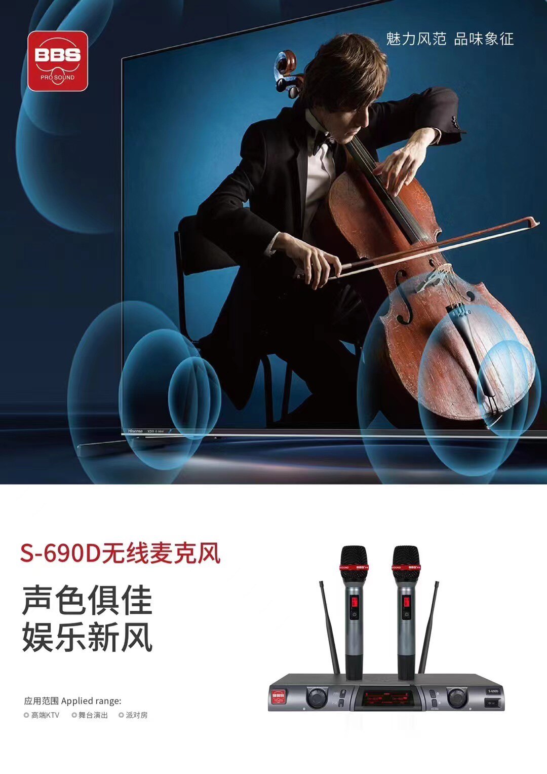 BBS无线话筒 S-690D无线一拖二专业麦克风舞台KTV专用家庭K歌