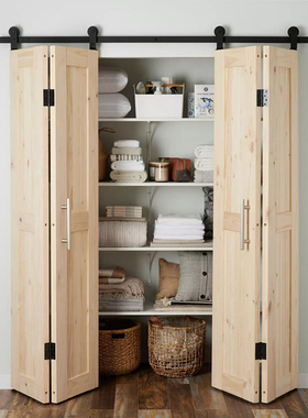 折叠谷仓门吊轨厨房卧室隔断折叠碳钢移门折叠推拉门滑轨折叠门