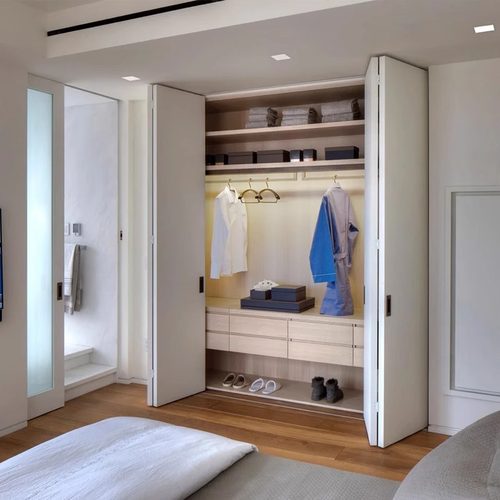 衣柜折叠门开放式衣柜衣帽间无下轨移门储物间隐形门折叠门隔断门 - 封面