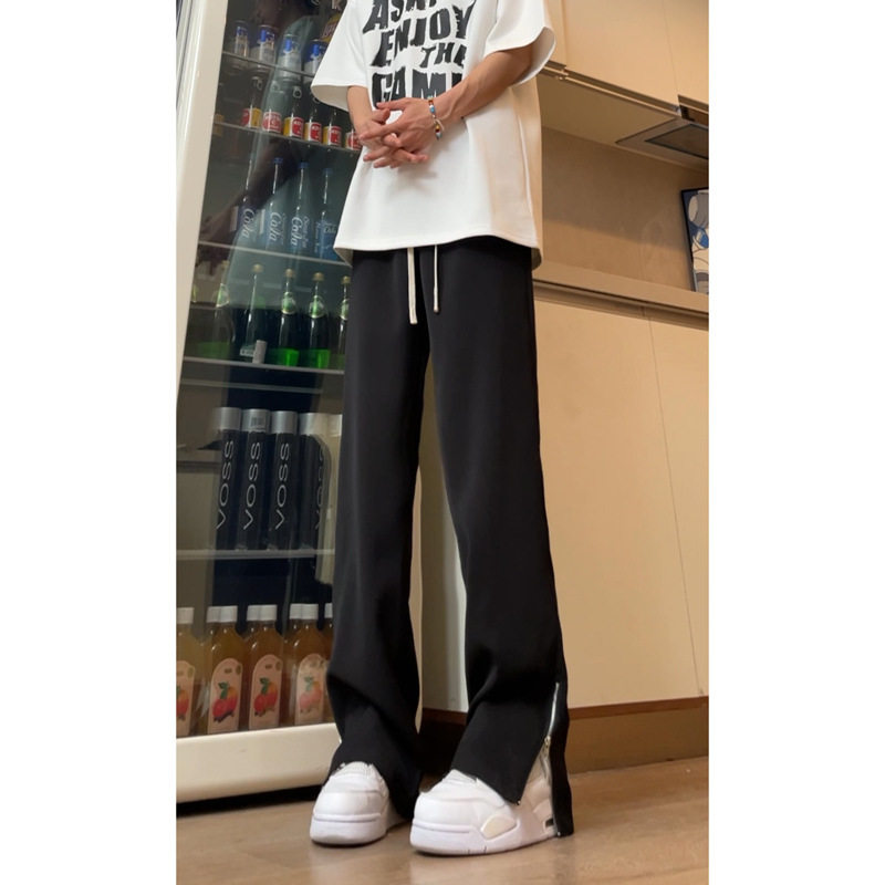 微喇开叉西裤垂坠感春秋款百搭冰丝西裤潮牌宽松休闲裤DY198-P55,男装牛仔裤,星座808A-1