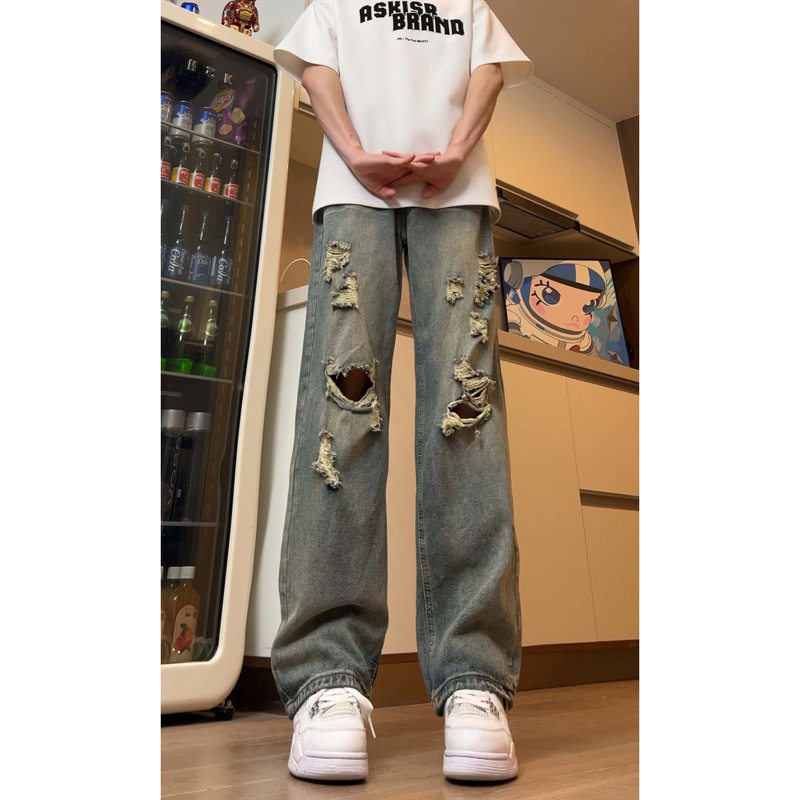 设计感小众破洞牛仔裤男春季美式街头vibe潮牌裤子DY266-P60,男装牛仔裤,星座808A-1