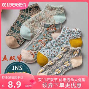 袜子女短袜春秋夏季薄款ins潮百搭日系棉袜宫廷复古文艺学生船袜