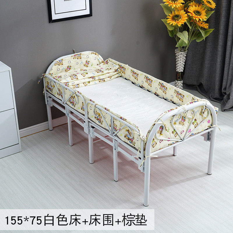 欧式儿童床折叠带护栏可收缩男孩女孩单人床铁艺公主床加宽拼接i.