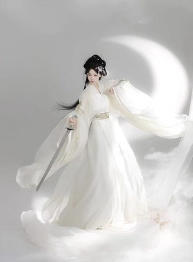 魏晋汉服【昭昭】直裾交领侠女重工绣花刺绣长衫大袖清冷超仙新款