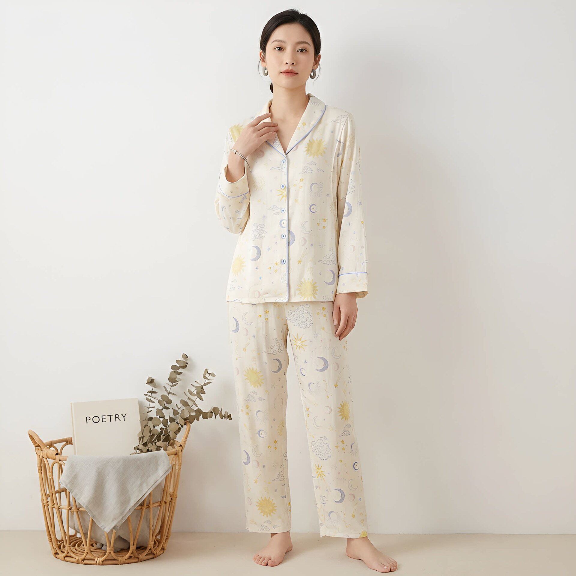 新款纯棉双层纱布月子服春秋季孕期住院产后可调节哺乳家居服套装