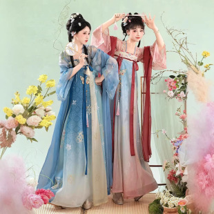 原创唐制汉服女2026新款对襟衫齐胸破裙日常仙气夏季姐妹闺蜜套装