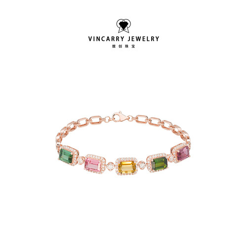 VINCARRY18K金培育碧玺手链女