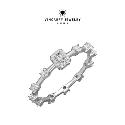 VINCARRY 18K金培育钻石戒指女简约百搭人工培育钻石过节礼物