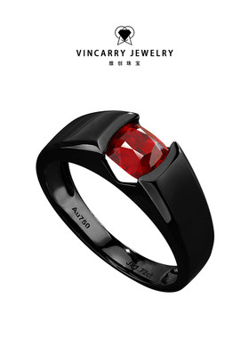 VINCARRY维创珠宝男士尖晶戒指黑色个性培育宝石简约大方高级定制
