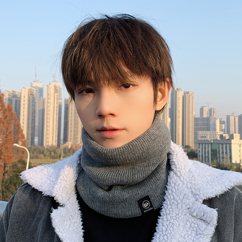 围脖男士秋冬季保暖加厚加绒日系针织毛线脖套护颈椎防寒潮牌围巾