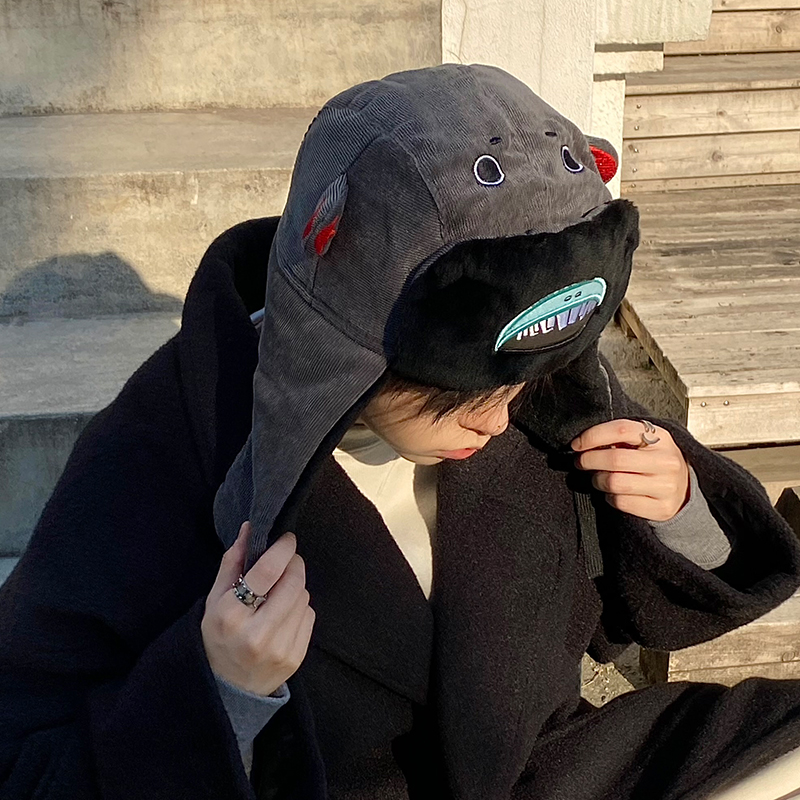 毛绒雷锋帽男冬卡通韩版潮ins加厚加绒保暖东北护耳骑车户外棉帽