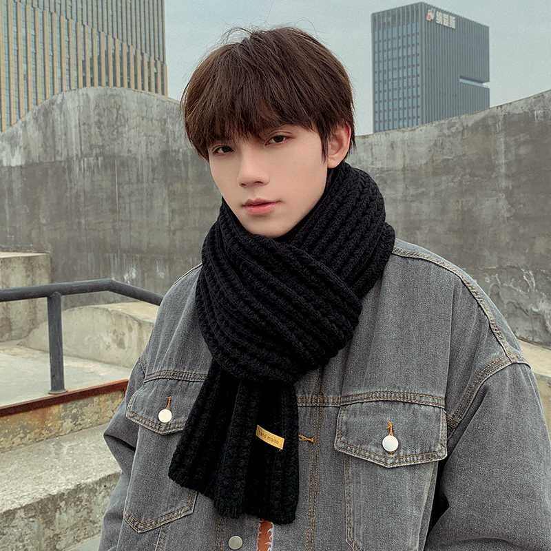黑色系韩版潮流ins手织毛线围巾