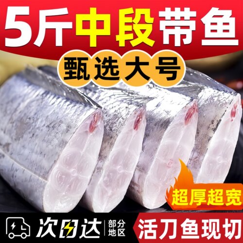 新鲜冷冻带鱼中段批发