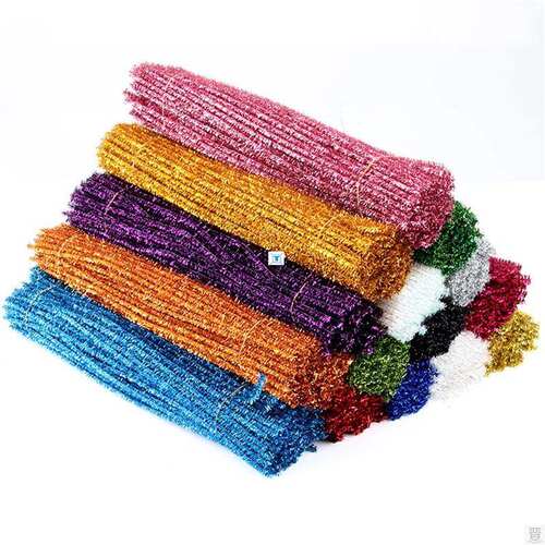 100pcs Glitter Chenille Stems Pipe Cleaners Plush Tinsel Ste