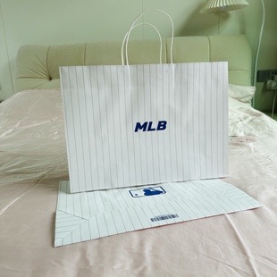 MLB NY洋基队白牛皮纸袋手提袋包装袋购物礼品袋棒球帽大号横竖款