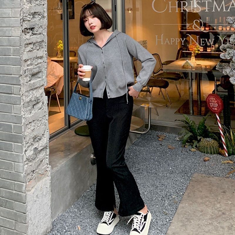 大码女装胖mm洋气减龄外套秋冬季新款宽松遮肚显瘦连帽针织衫毛衣