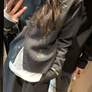 刺绣针织开衫 洋气春秋氛围感可爱圆领休闲慵懒毛衣上衣 女2025新款