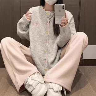 高级感韩系上衣宽松休闲针织开衫 2025新款 慵懒风毛衣外套女春秋季