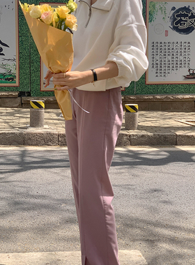 Dear wednesday. 开叉长腿裤！韩国定制三色开衩裤自制休闲百搭Y8