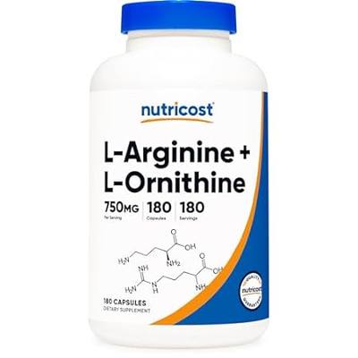 Nutricost L-Arginine L-Ornithine 750mg; 180 Capsules