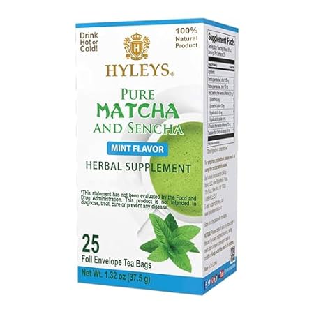 Hyleys Matcha Tea Bags with Mint - 25 Tea Bags (Japanese