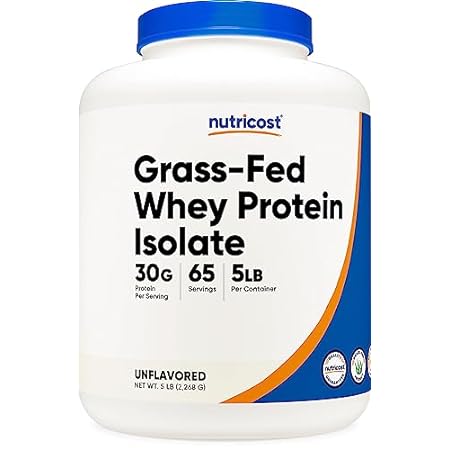 Nutricost Grass-Fed Whey Protein Isolate(Unflavored) 5LB