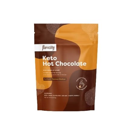 FlavCity Keto Hot Chocolate Powder， Salted Peanut Butter