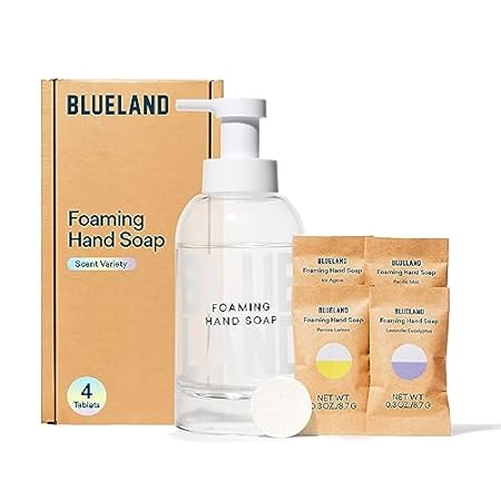 BLUELAND Hand Soap Starter Set- 1 Refillable Glass Foami