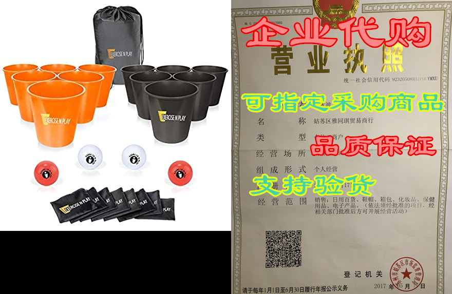 buckets and balls tossing game set with carry bag, exerci