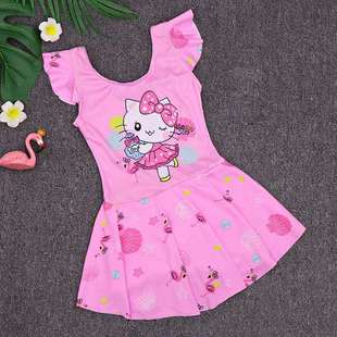 洋气泳装 可爱公主儿童泳衣女女童中大童宝宝连体裙式 2021年新款