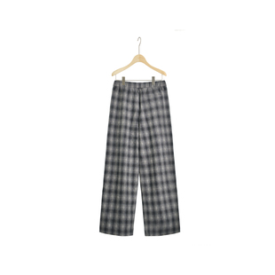 0216 格纹松紧腰阔型慵懒直筒裤 Bbfer本依凡冬款 女士加绒休闲长裤