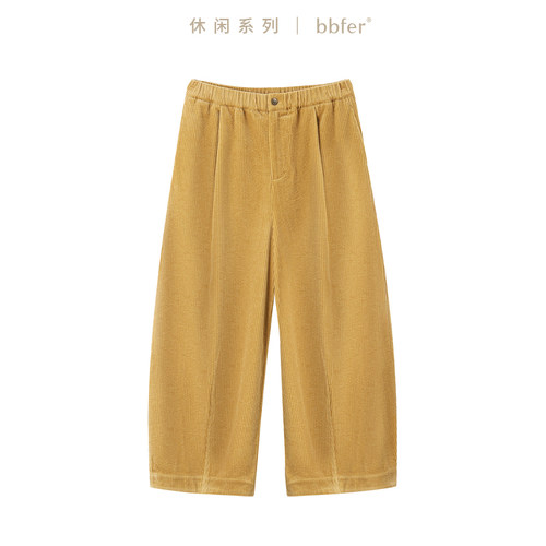 本依凡日系复古灯芯绒高腰休闲裤