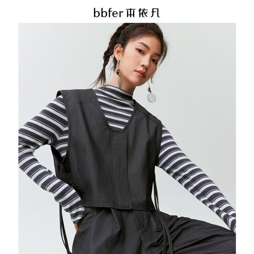 bbfer本依凡24年秋新款背心马甲无袖坎肩上衣外穿马夹女STSWT0133